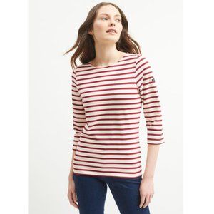 Saint James	GALATHEE II Cotton Breton Striped Top with ¾ Sleeve | Red | Small